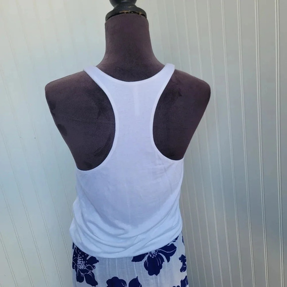 Victoria Secret Raceback Dress Flowers Blue White Maxi Long Modal Soft Short S - Picture 13 of 15